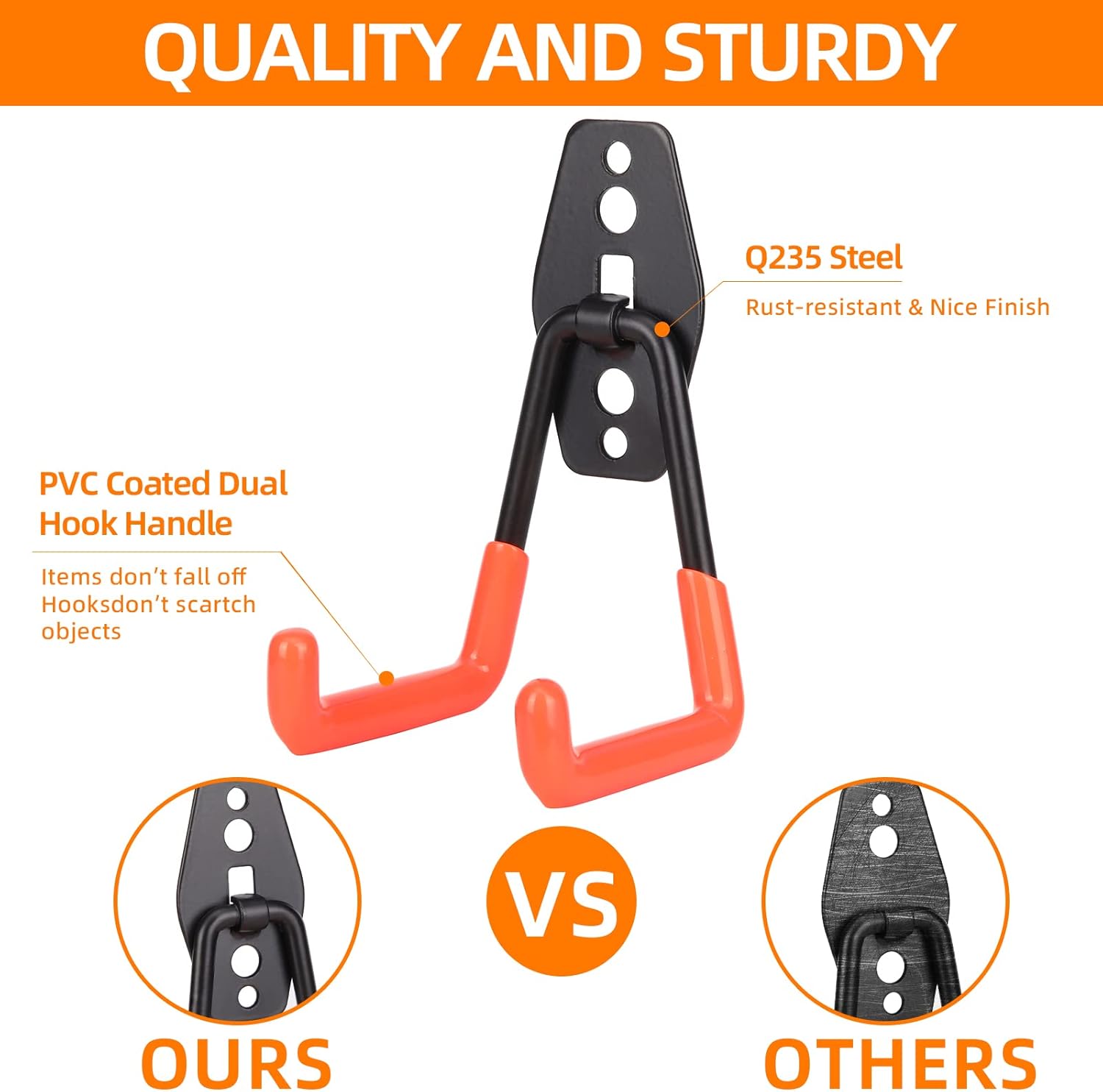 12-Piece Heavy Duty Garage Storage Hooks | Wall Mount Tool Organizer Hangers for Ladders, Bikes & Power Tools