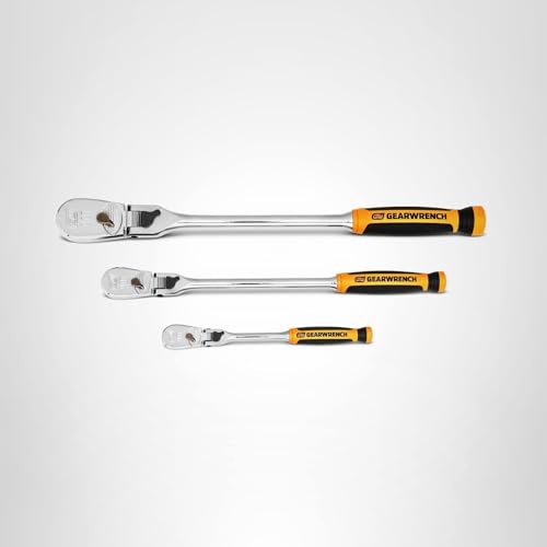 GEARWRENCH 3 Pc. 1/4", 3/8" & 1/2" Drive 90 Tooth Dual Material Locking Flex Head Ratchet Set - 81298T, Multi, One Size