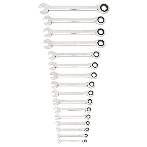 GEARWRENCH 30 Piece 12 Point Ratcheting Combination SAE/Metric (1/4-1 in., 8-24 mm) Wrench Set with Wrench Racks - 86702