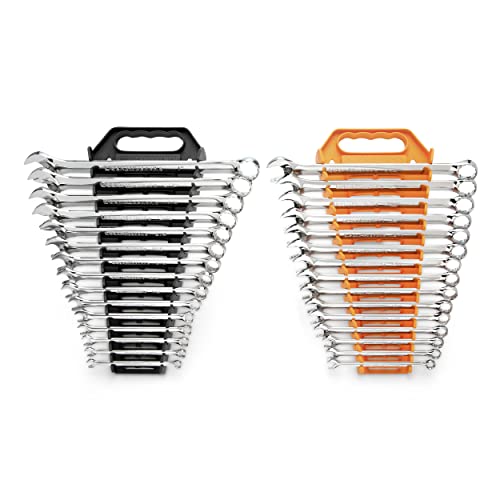 GEARWRENCH 30 Piece 12 Point Long Pattern Combination SAE/Metric Wrench Set with Wrench Racks (1/4-1 in., 8-22 mm) - 81937