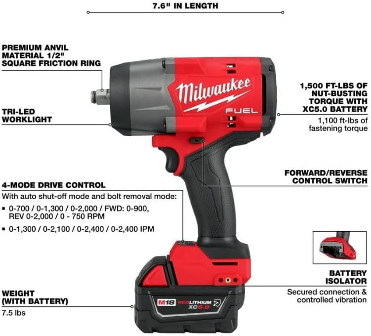 Milwaukee Electric - M18 Fuel 1/2 HIGH Torque Impact Wrench W/FRICTI