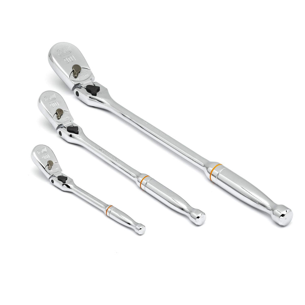 GEARWRENCH 3 Pc. 1/4", 3/8" & 1/2" Drive 90 Tooth Dual Material Locking Flex Head Ratchet Set - 81298T, Multi, One Size