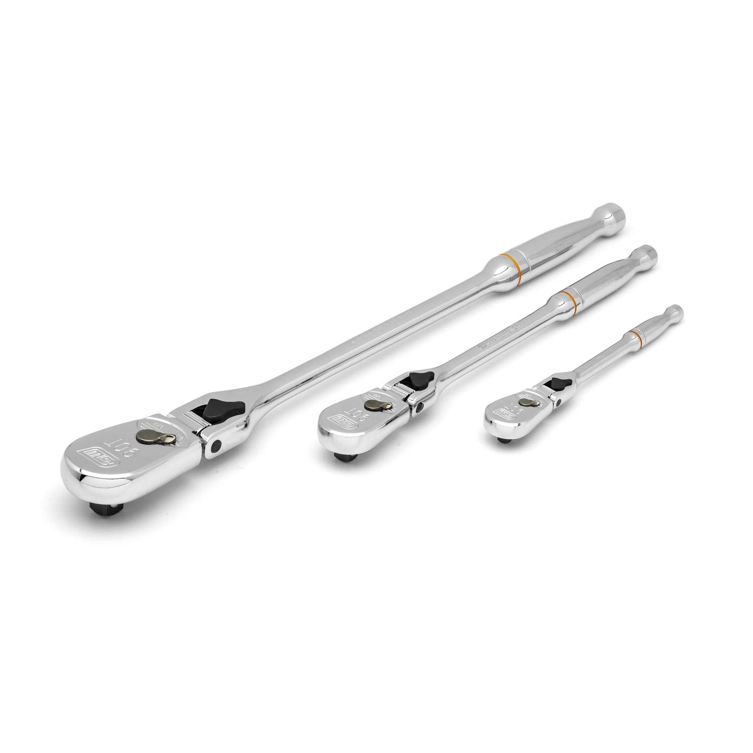 GEARWRENCH 3 Pc. 1/4", 3/8" & 1/2" Drive 90 Tooth Dual Material Locking Flex Head Ratchet Set - 81298T, Multi, One Size