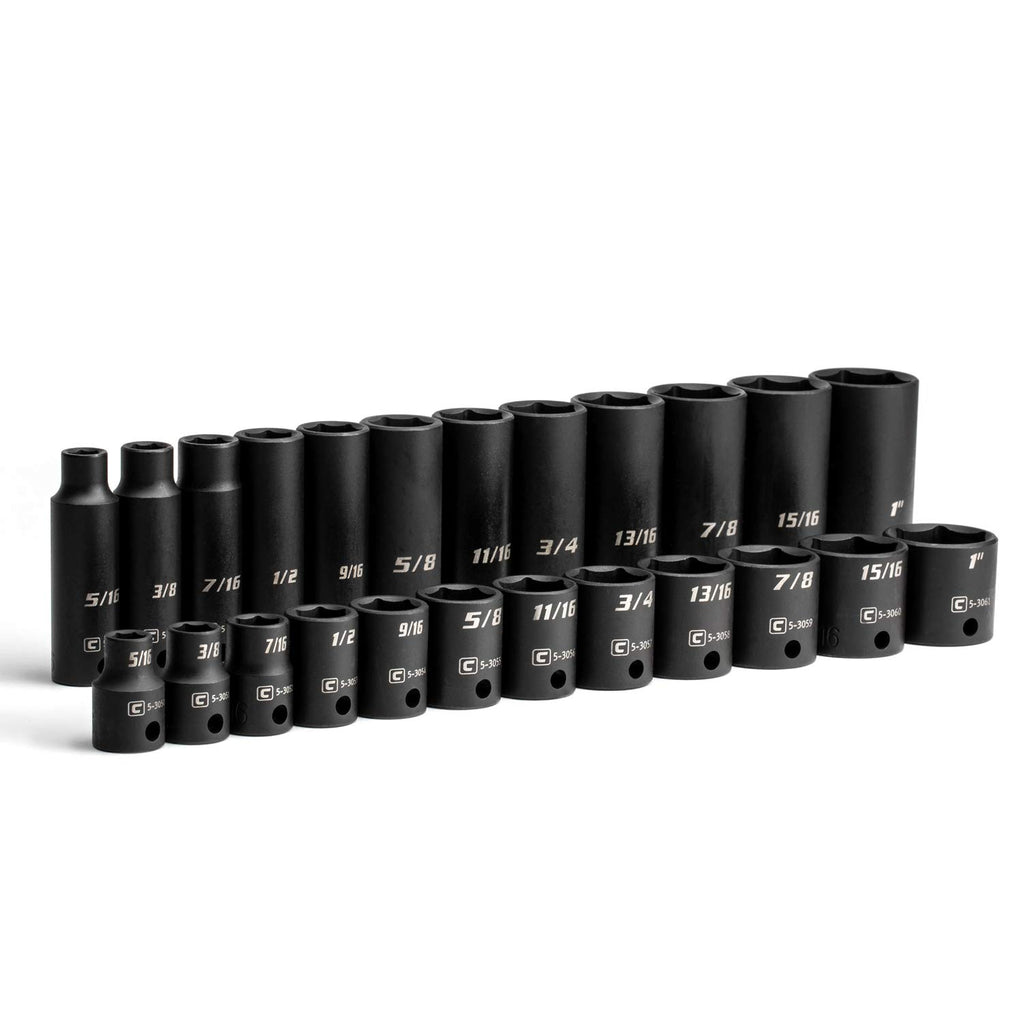 Capri Tools 3/8 in. Drive Shallow, Semi-Deep and Deep Impact Socket Set, Metric, 8 to 22 mm, 45-Piece