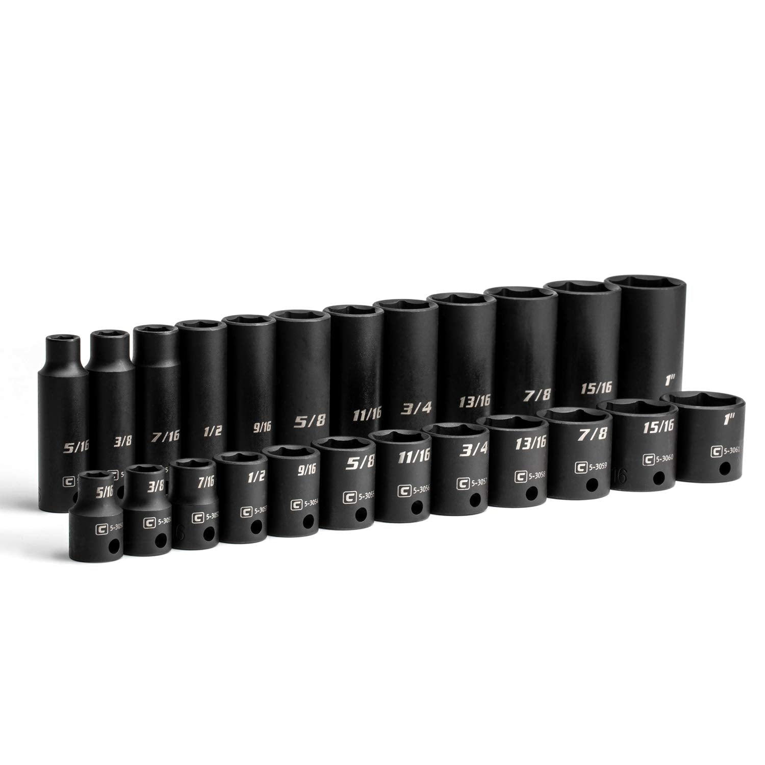 Capri Tools 3/8 in. Drive Shallow, Semi-Deep and Deep Impact Socket Set, Metric, 8 to 22 mm, 45-Piece