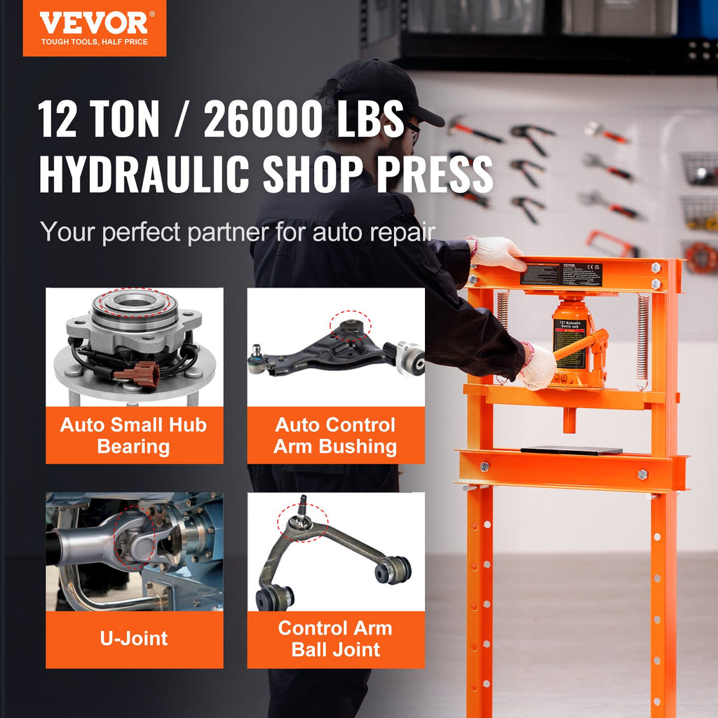VEVOR Hydraulic Shop Press, 12 Ton.