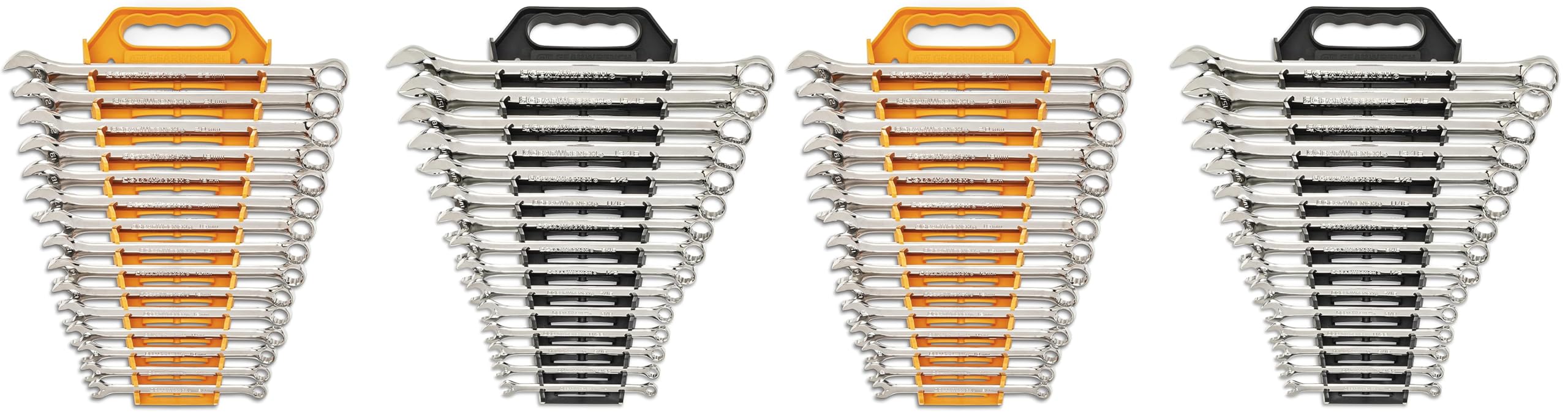 GEARWRENCH 30 Piece 12 Point Long Pattern Combination SAE/Metric Wrench Set with Wrench Racks (1/4-1 in., 8-22 mm) - 81937