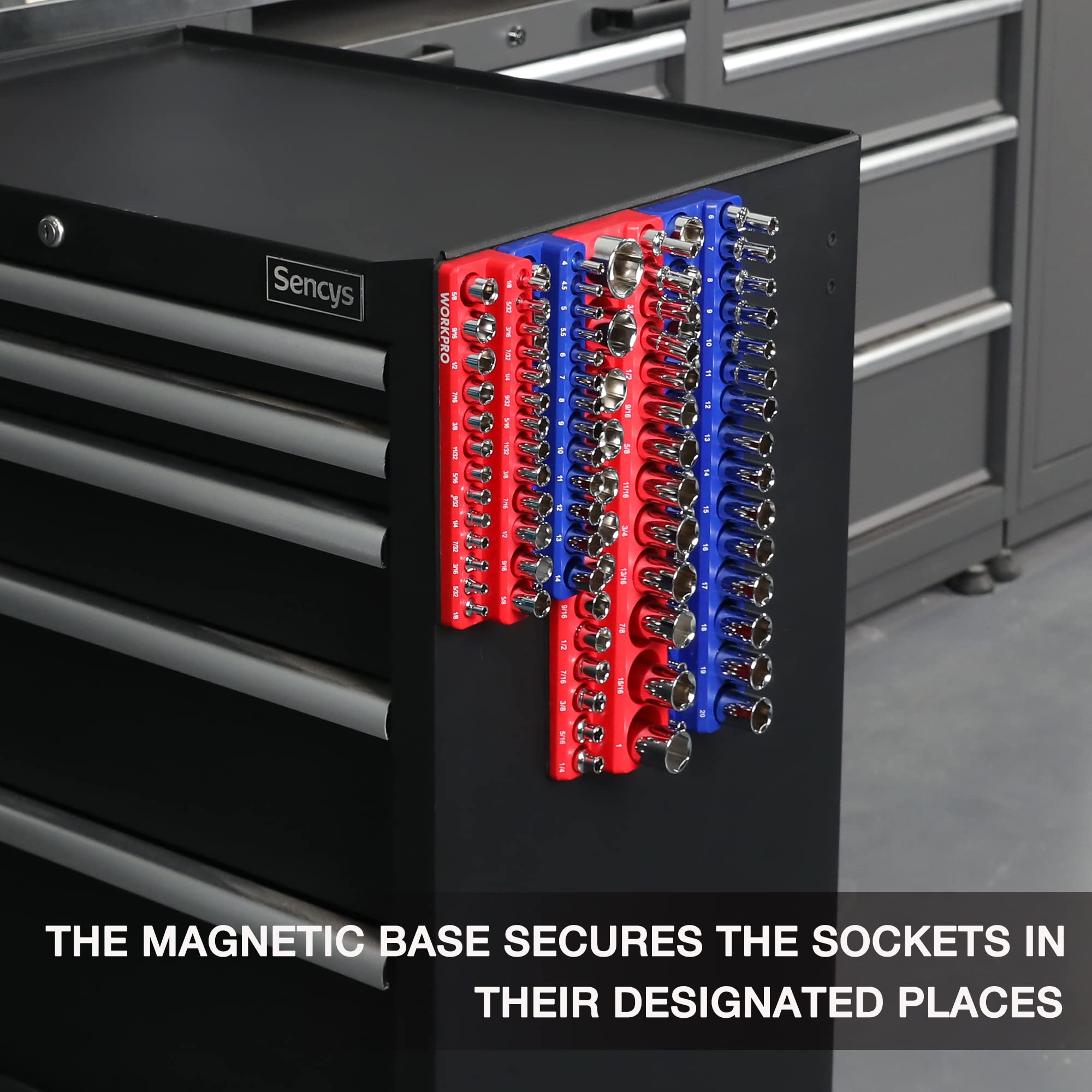 6-Piece Magnetic Socket Organizer Set — 1/4", 3/8" & 1/2" Drive, Metric & SAE