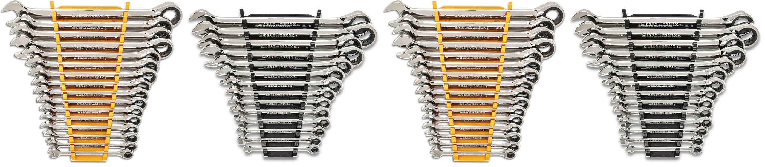 GEARWRENCH 30 Piece 12 Point Ratcheting Combination SAE/Metric (1/4-1 in., 8-24 mm) Wrench Set with Wrench Racks - 86702