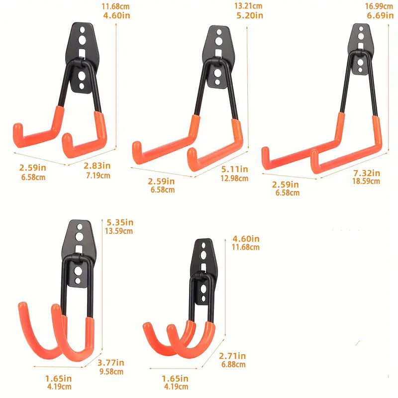 12-Piece Heavy Duty Garage Storage Hooks | Wall Mount Tool Organizer Hangers for Ladders, Bikes & Power Tools