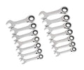 GEARWRENCH 14 Pc. 12 Point Stubby Ratcheting SAE/Metric Combination Wrench Set - 85206