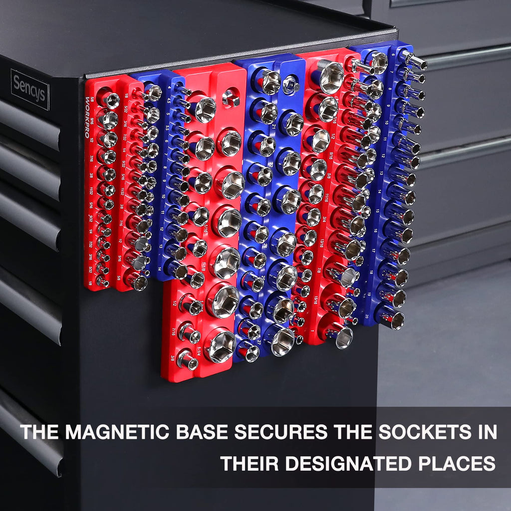 6-Piece Magnetic Socket Organizer Set — 1/4", 3/8" & 1/2" Drive, Metric & SAE