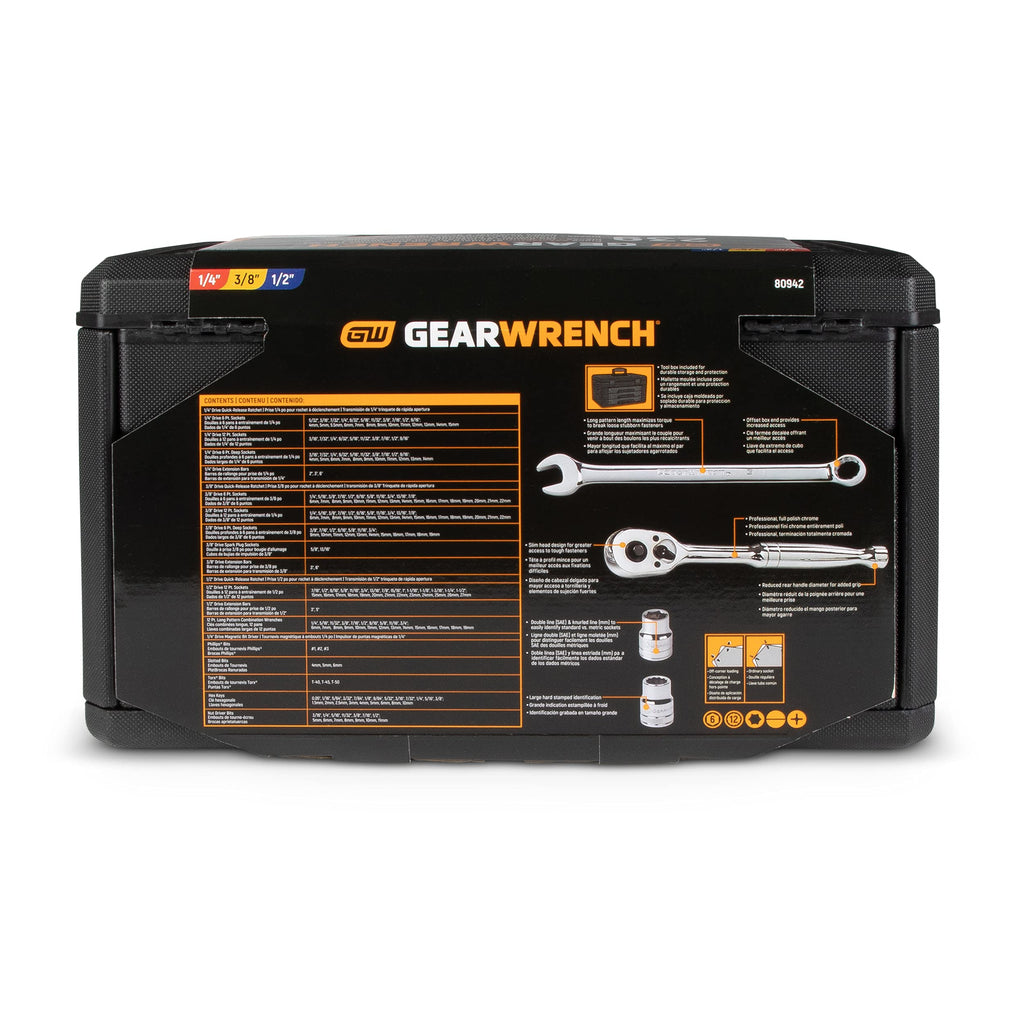 GEARWRENCH 80966 243 Pc. 6 Pt. Mechanics Tool Set In 3 Drawer Storage Box