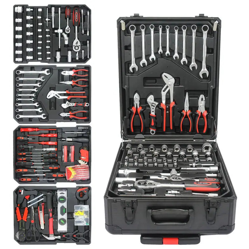 899 Pieces Tool Kit with Rolling Mechanics Tool Box 4 Layers Toolset (sample)
