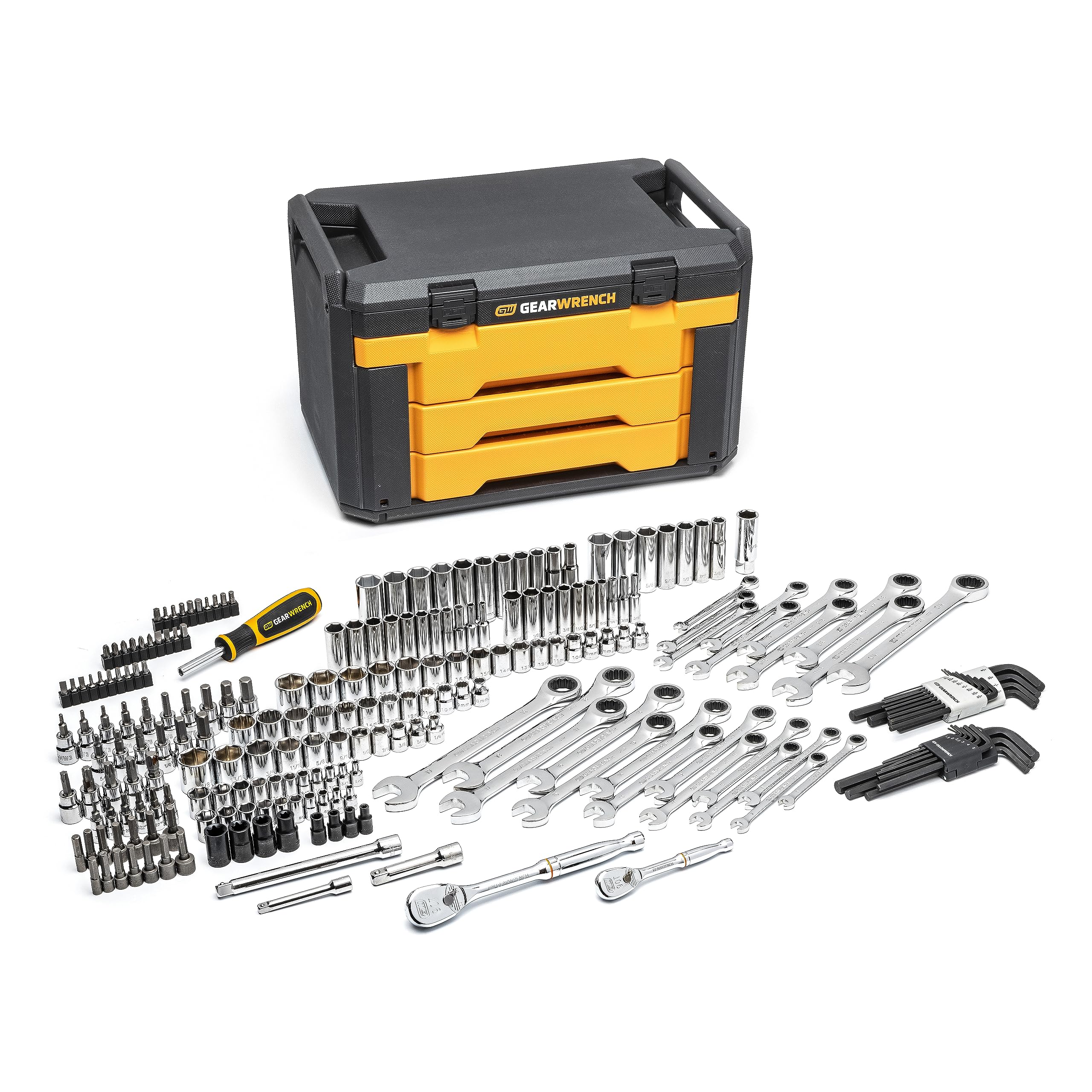 GEARWRENCH 80966 243 Pc. 6 Pt. Mechanics Tool Set In 3 Drawer Storage Box