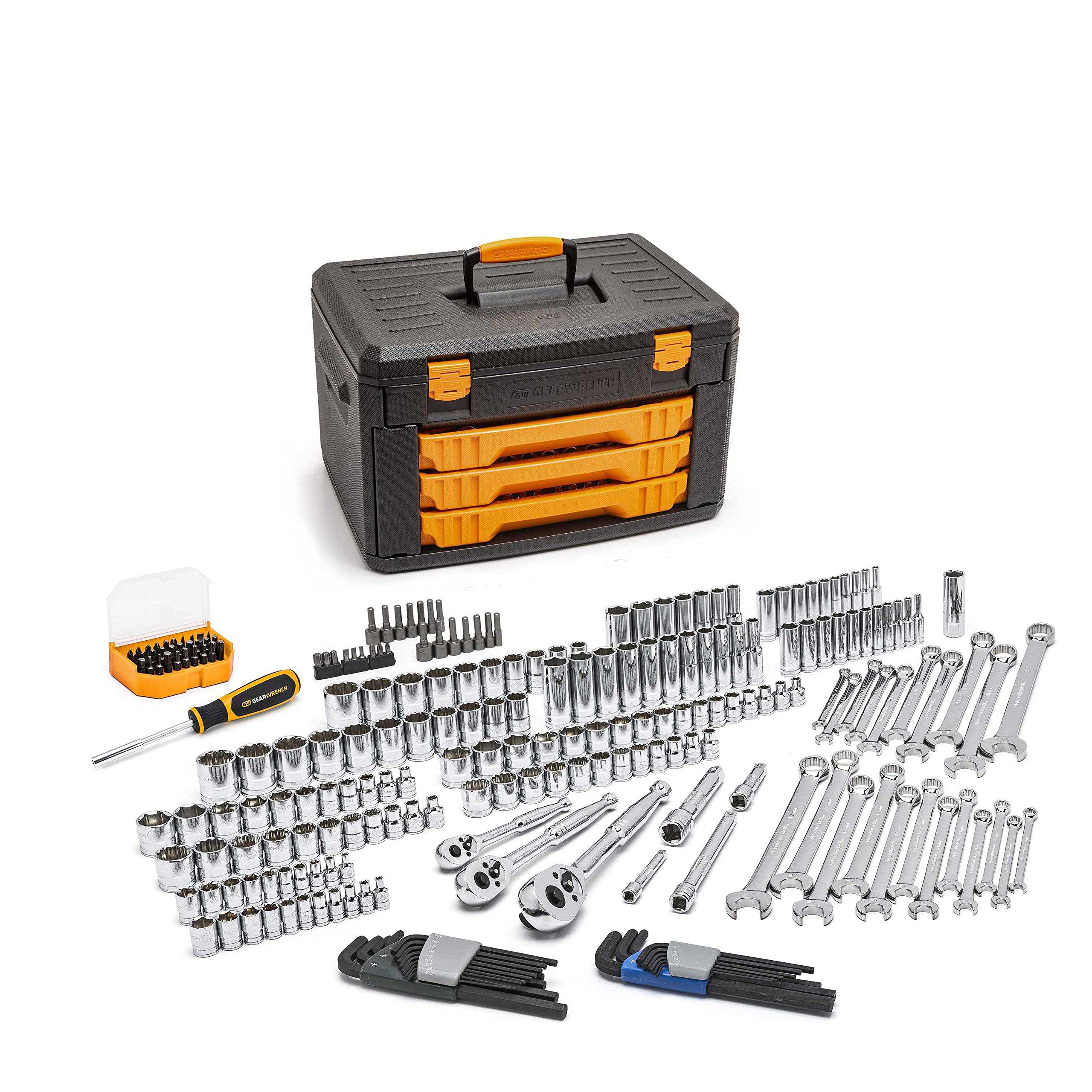 GEARWRENCH 80966 243 Pc. 6 Pt. Mechanics Tool Set In 3 Drawer Storage Box