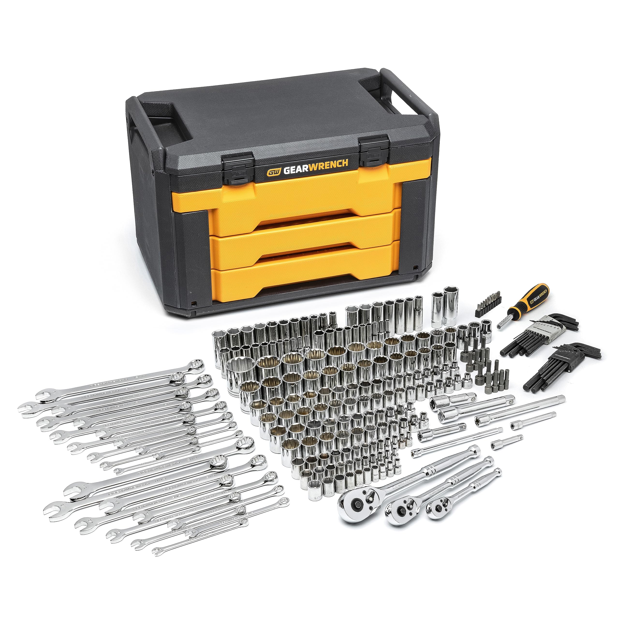 GEARWRENCH 80966 243 Pc. 6 Pt. Mechanics Tool Set In 3 Drawer Storage Box