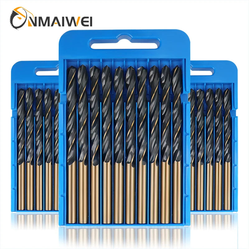 M2 10PC 1-13mm Drill Bits High Strength, Drill Stainless Steel And Other Metals
