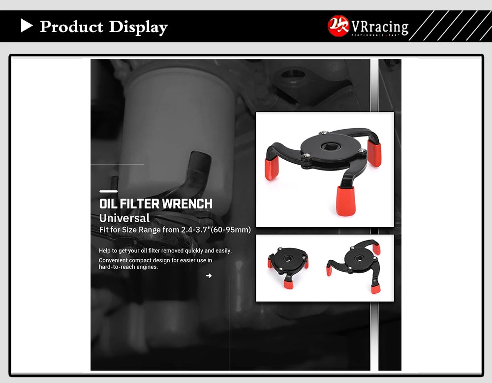 Car Oil Filter Wrench 3-Jaw Spanner Remover.