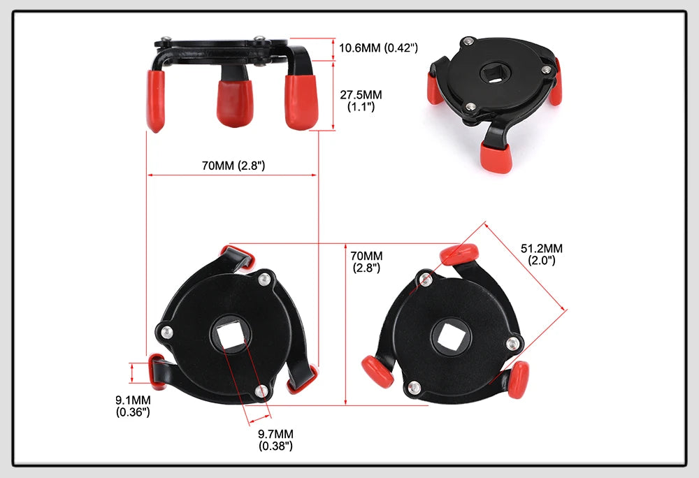 Car Oil Filter Wrench 3-Jaw Spanner Remover.