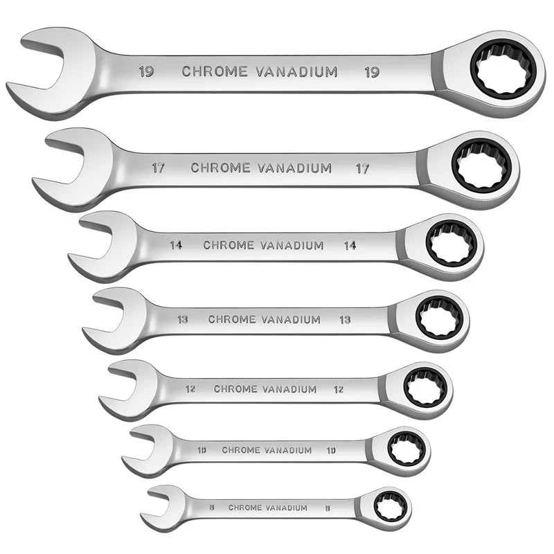 Venmess Ratcheting Combination Wrench Set – 4, 5, 8, 9 & 12-Piece Metric Gear Wrenches for Car Repair & DIY Maintenance