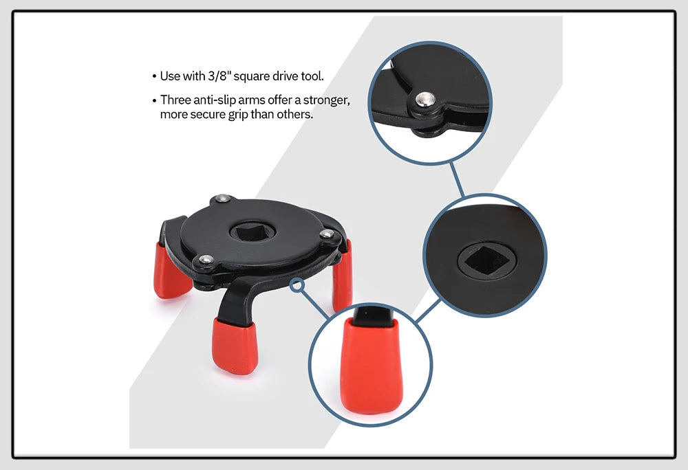 Car Oil Filter Wrench 3-Jaw Spanner Remover.