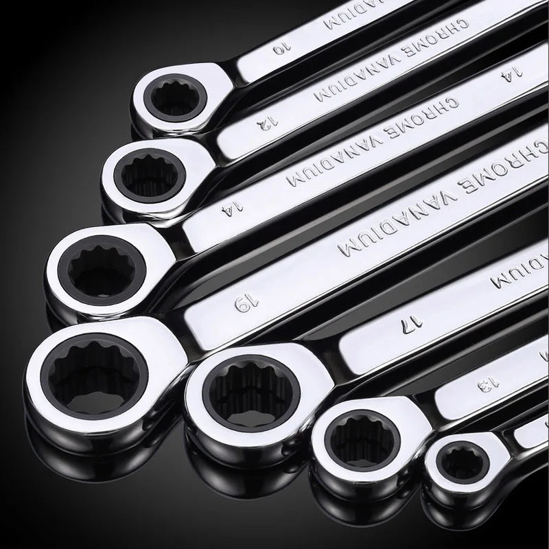 Venmess Ratcheting Combination Wrench Set – 4, 5, 8, 9 & 12-Piece Metric Gear Wrenches for Car Repair & DIY Maintenance