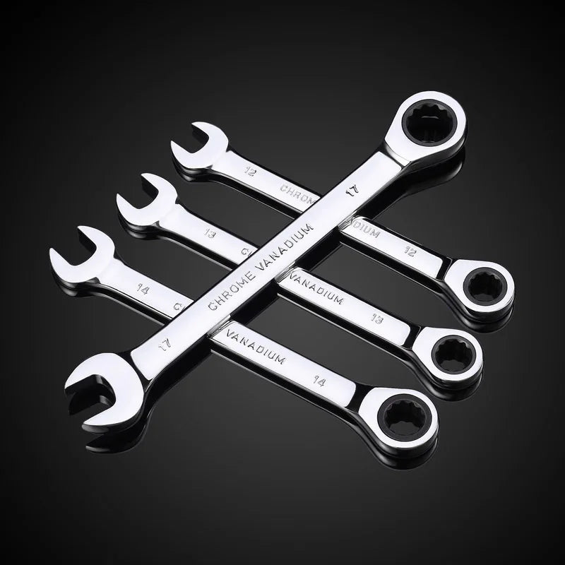 Venmess Ratcheting Combination Wrench Set – 4, 5, 8, 9 & 12-Piece Metric Gear Wrenches for Car Repair & DIY Maintenance