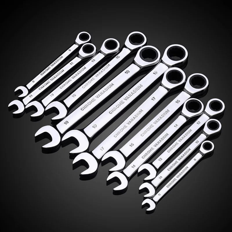Venmess Ratcheting Combination Wrench Set – 4, 5, 8, 9 & 12-Piece Metric Gear Wrenches for Car Repair & DIY Maintenance