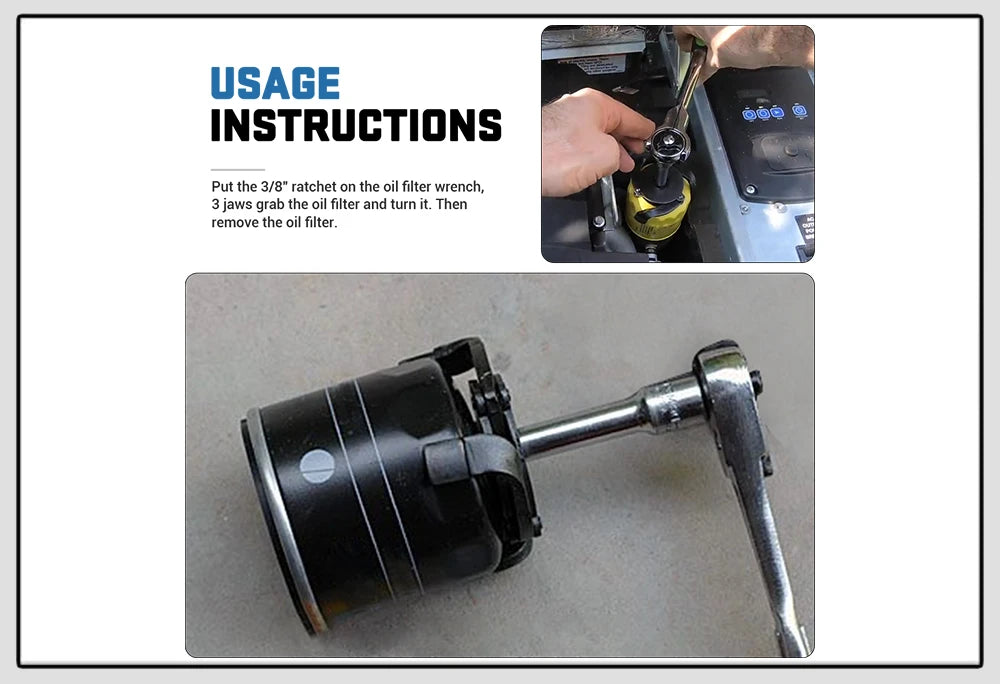 Car Oil Filter Wrench 3-Jaw Spanner Remover.