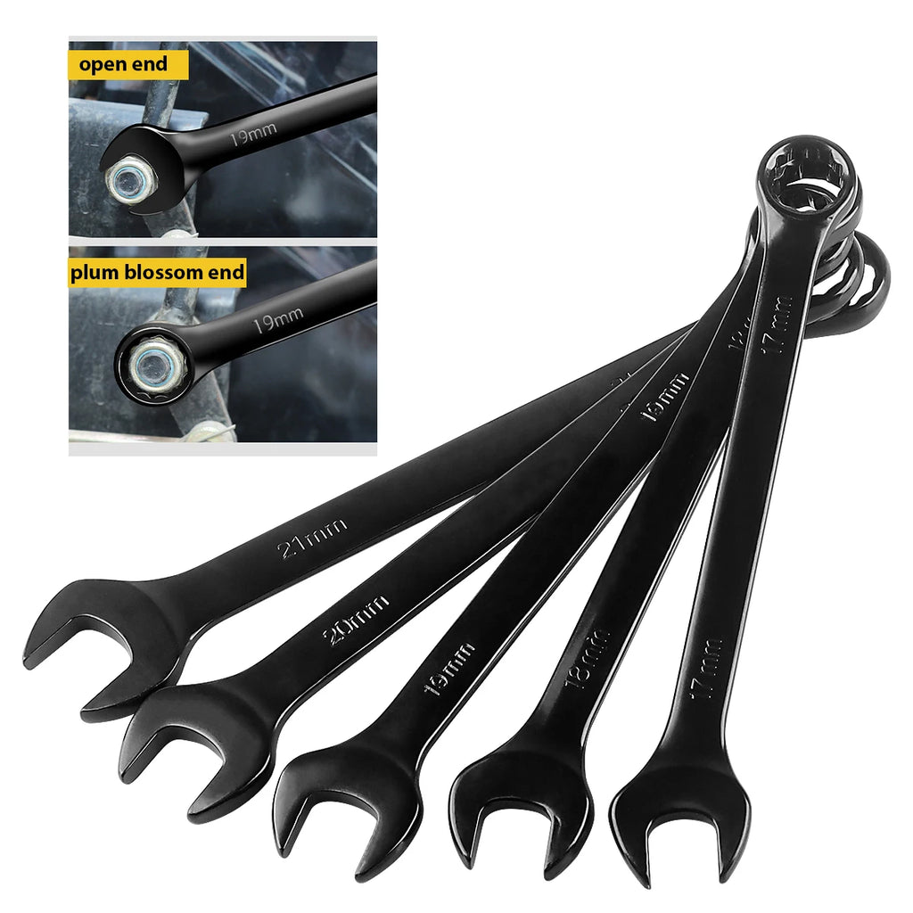 Combination Wrench Set CR-V Steel Open & Box End Spanner Tool Kit – 6–16 Piece Options w/ Pouch