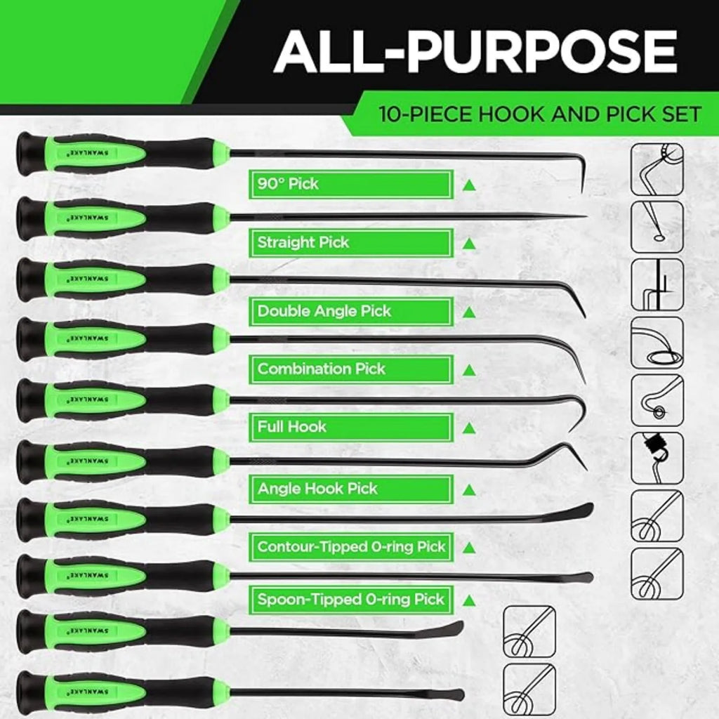 Green Hook and Pick Tool Set. Oil Seal/O-Ring Seal Puller Remover