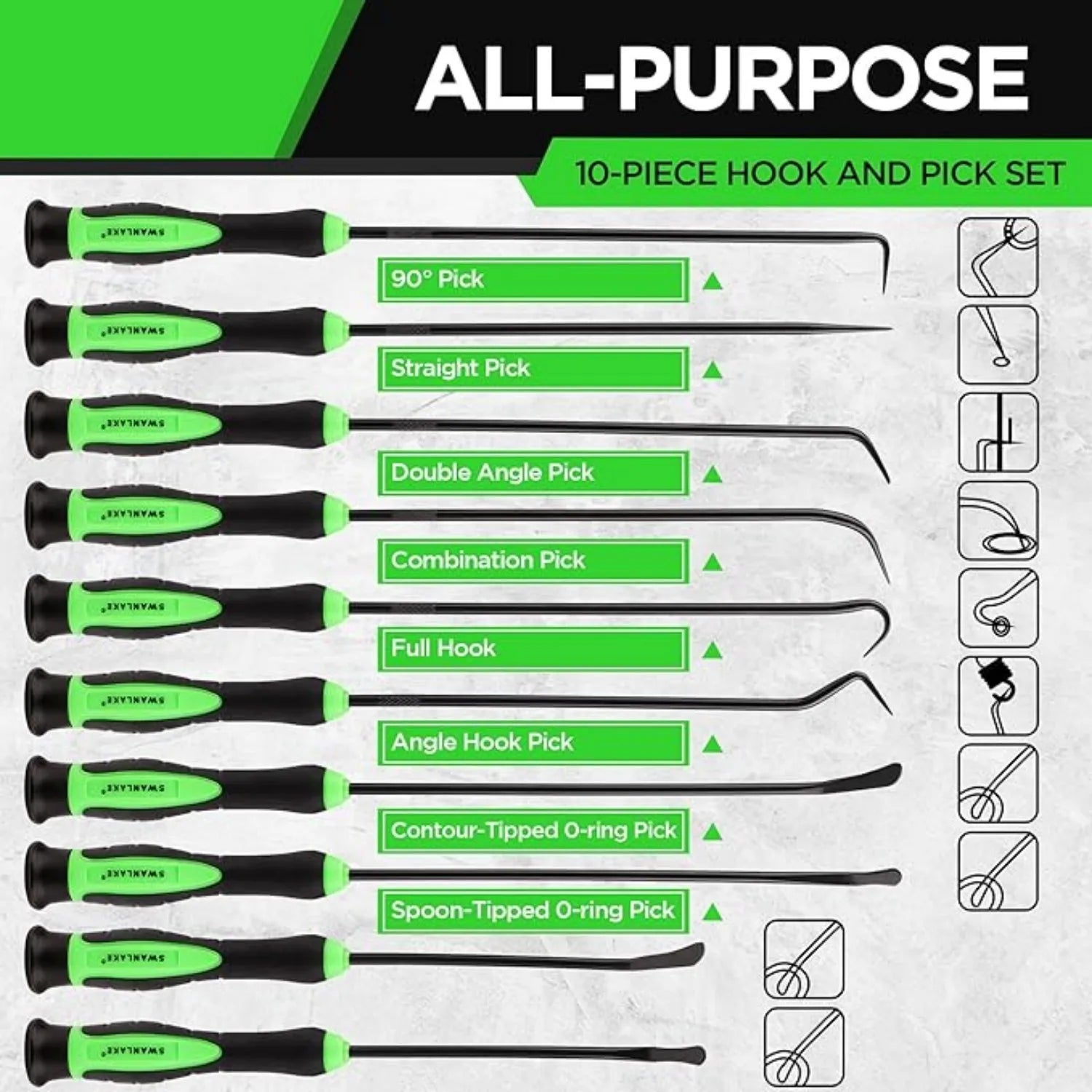 Green Hook and Pick Tool Set. Oil Seal/O-Ring Seal Puller Remover