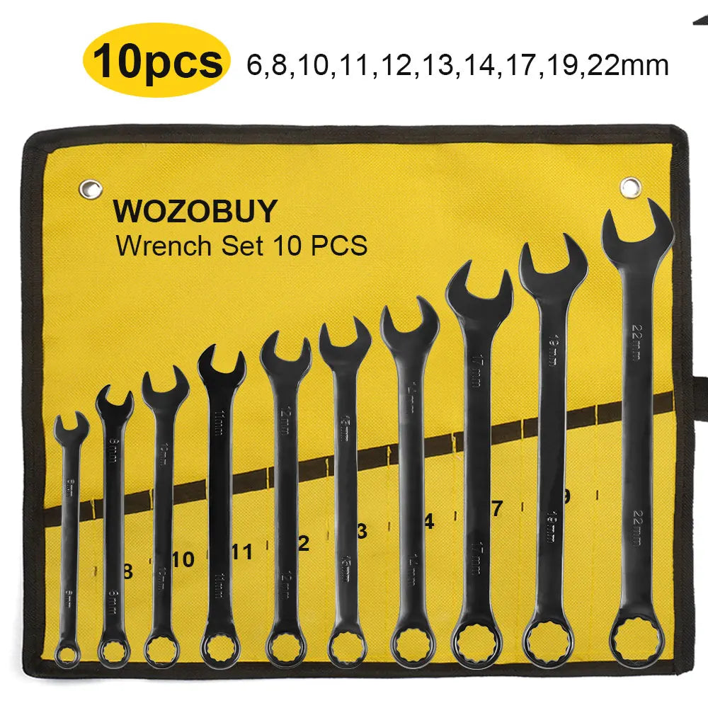 Combination Wrench Set CR-V Steel Open & Box End Spanner Tool Kit – 6–16 Piece Options w/ Pouch