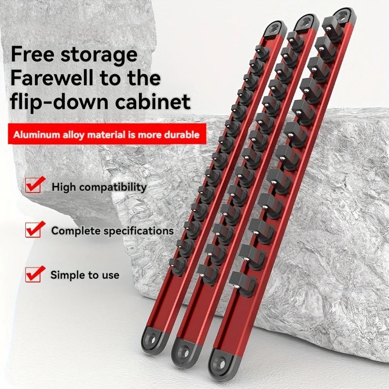 Aluminum alloy magnetic socket organizer (1 or 3 pieces), 1/4, 3/8 and 1/2.