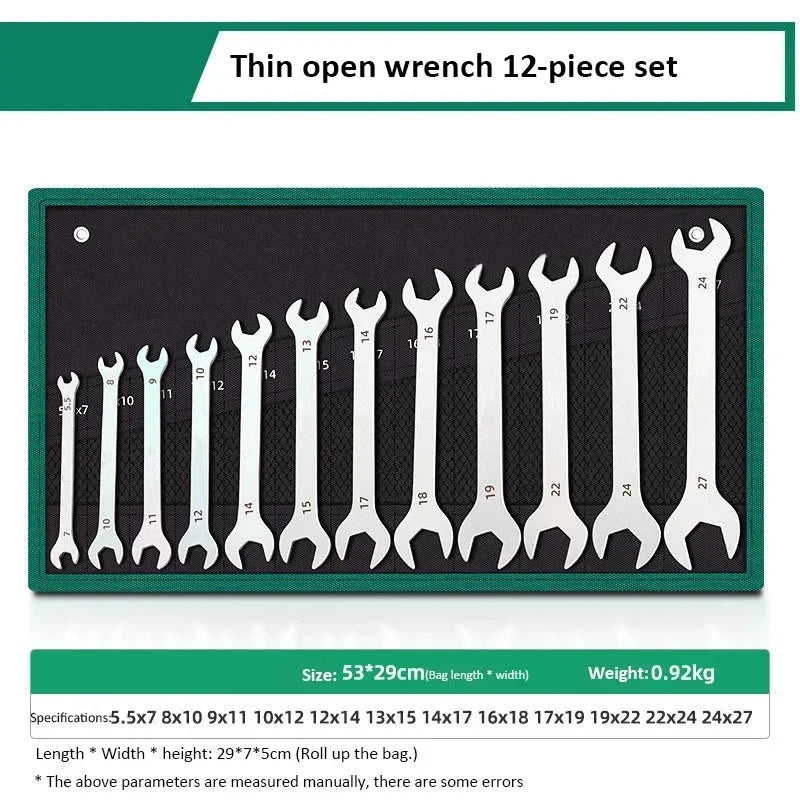 Ultra-thin Open End Wrench Set 6mm to 27mm.