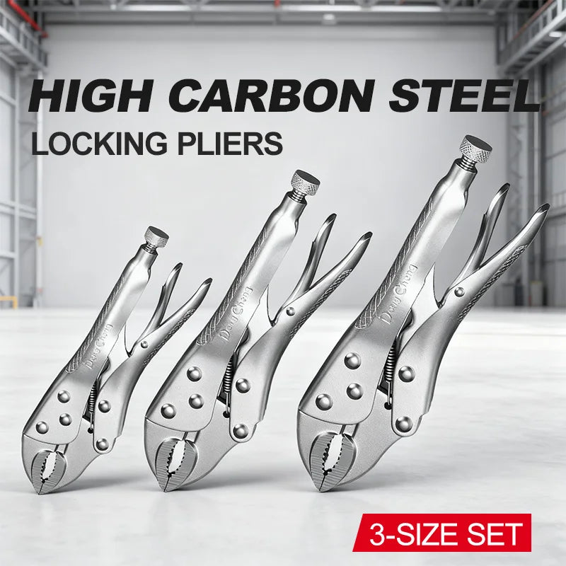 5" 7" 10" Locking Pliers Set Heavy Duty Carbon Steel Vise Grip Clamp Tool Anti Slip