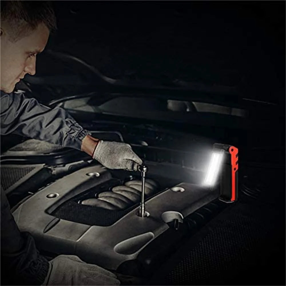 Rechargeable LED Work Light COB Magnetic Folding 270° Inspection Lamp Torch Hook Garage Camping Light