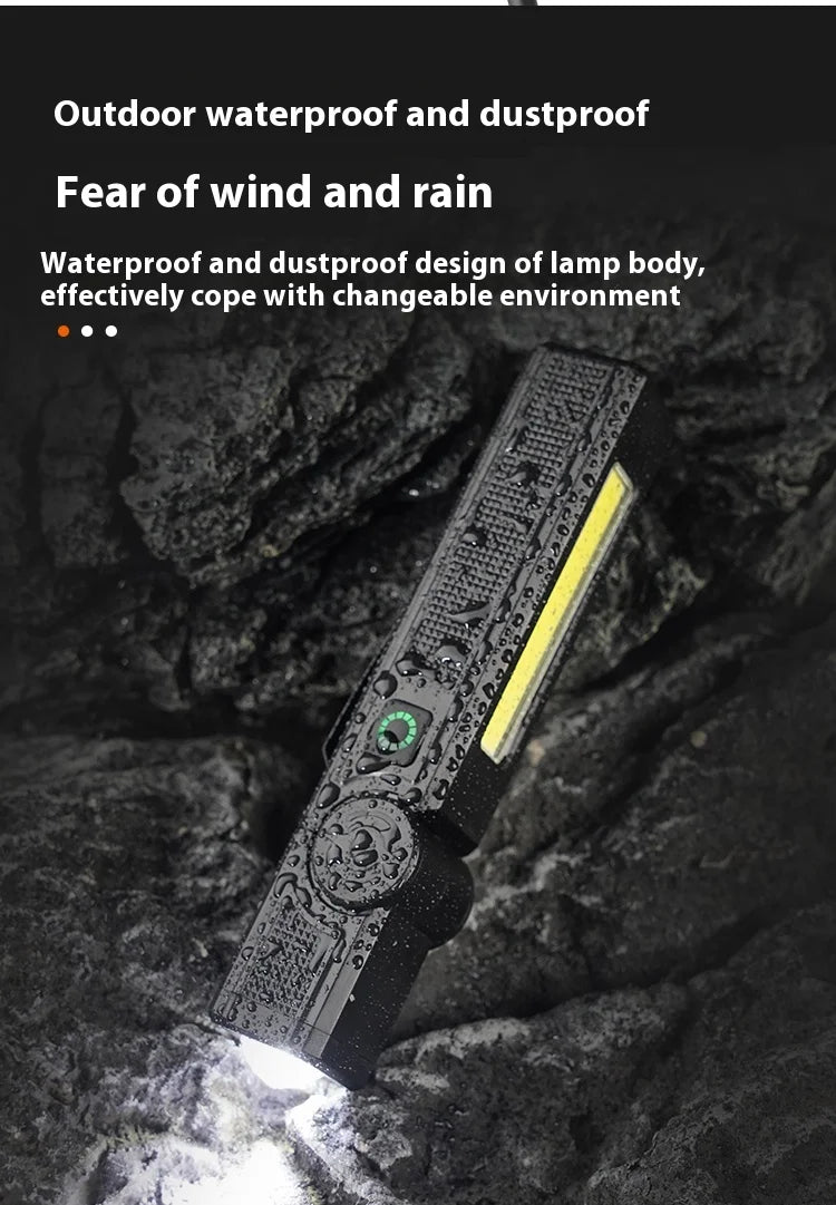 Multifunctional USB Rechargeable Flashlight with Magnet Powerful COB LED Work Light Waterproof Torch