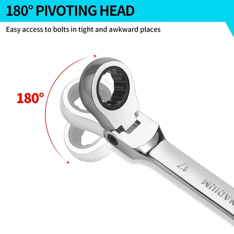 16-Piece Ratchet Handle Wrench Set – CR-V Chrome Steel Dual-End Multifunctional Hand Tools for Workshop & Automotive