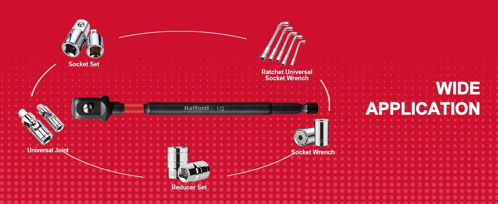 Rafford Impact Socket Adapter Set | 1/4” 3/8” 1/2” Drive Chrome Vanadium Steel Converter Kit for Drill & Ratchet Tools