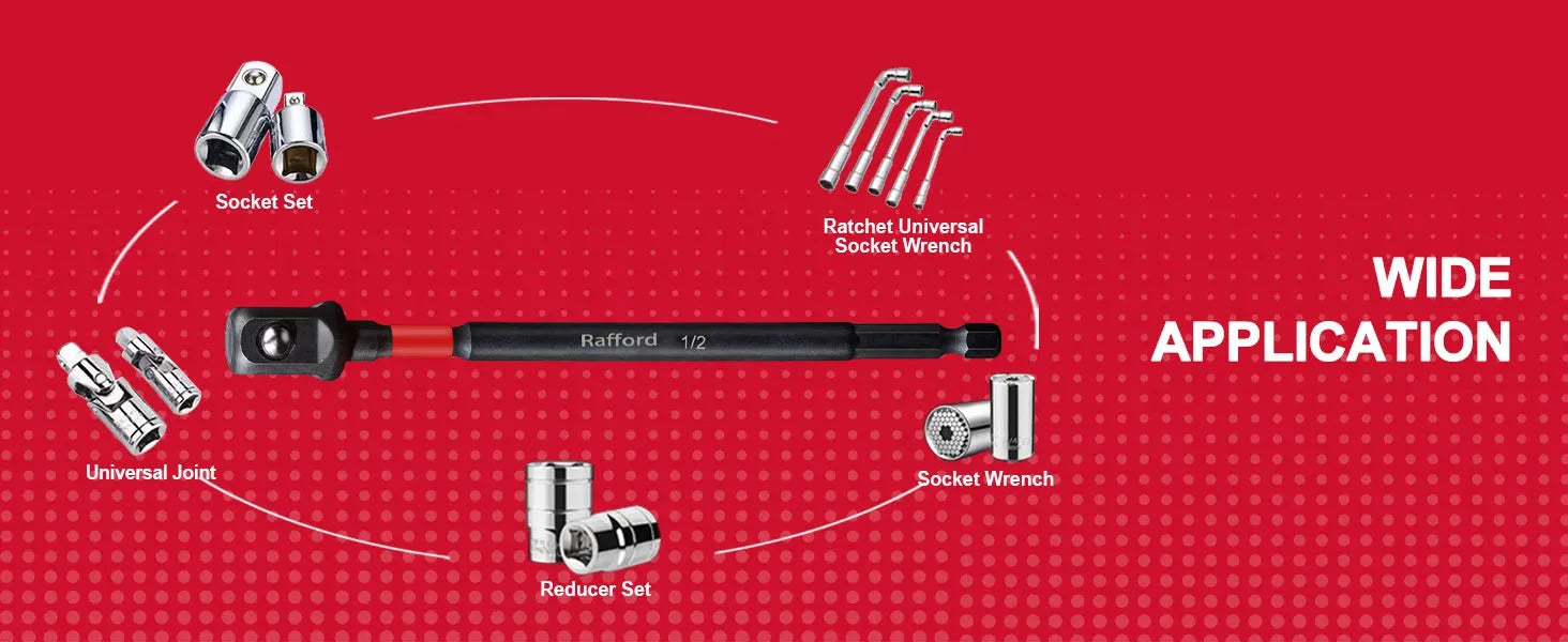 Rafford Impact Socket Adapter Set | 1/4” 3/8” 1/2” Drive Chrome Vanadium Steel Converter Kit for Drill & Ratchet Tools