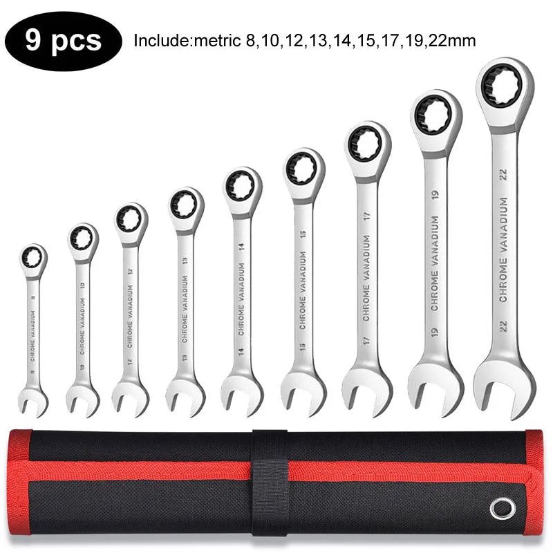 Venmess Ratcheting Combination Wrench Set – 4, 5, 8, 9 & 12-Piece Metric Gear Wrenches for Car Repair & DIY Maintenance