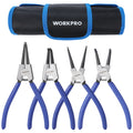 WORKPRO 4Pc Snap Ring Pliers Set 7" Internal External Circlip Pliers Straight & Bent Kit