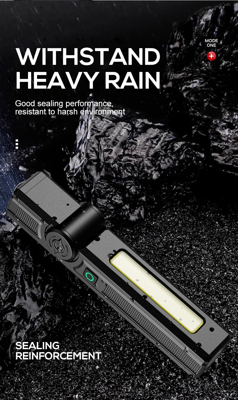 Multifunctional USB Rechargeable Flashlight with Magnet Powerful COB LED Work Light Waterproof Torch