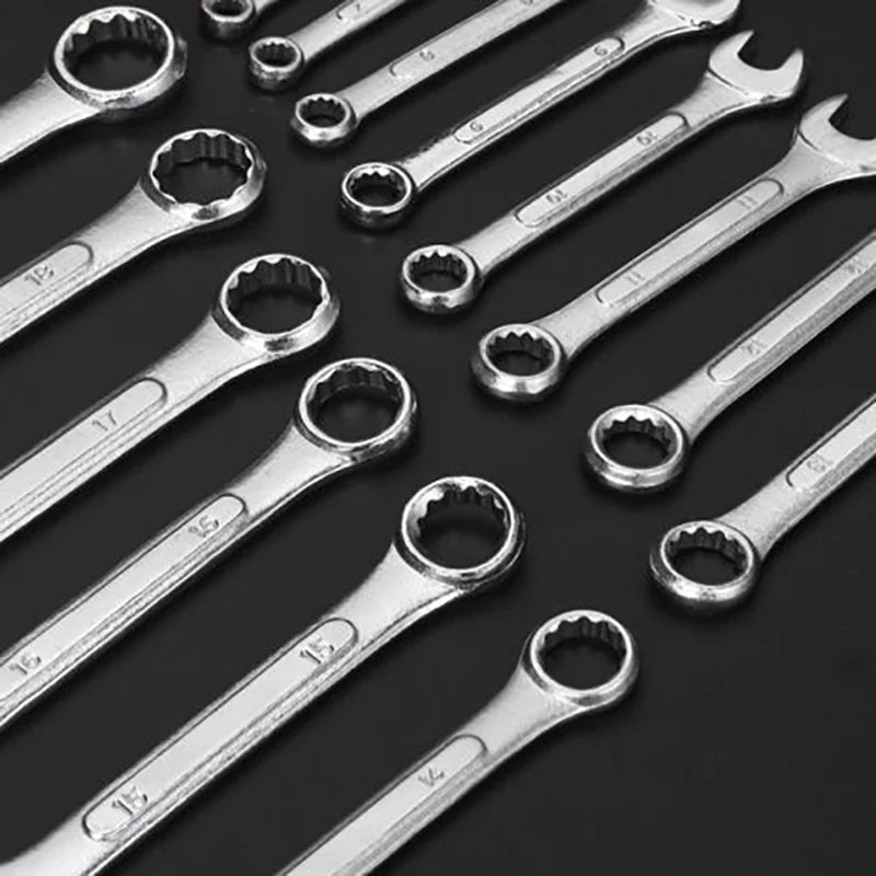 Metric Combination Wrench (4mm–24mm) – Single Open & Box End Spanner, Carbon Steel Hand Tool for Auto Repair & DIY