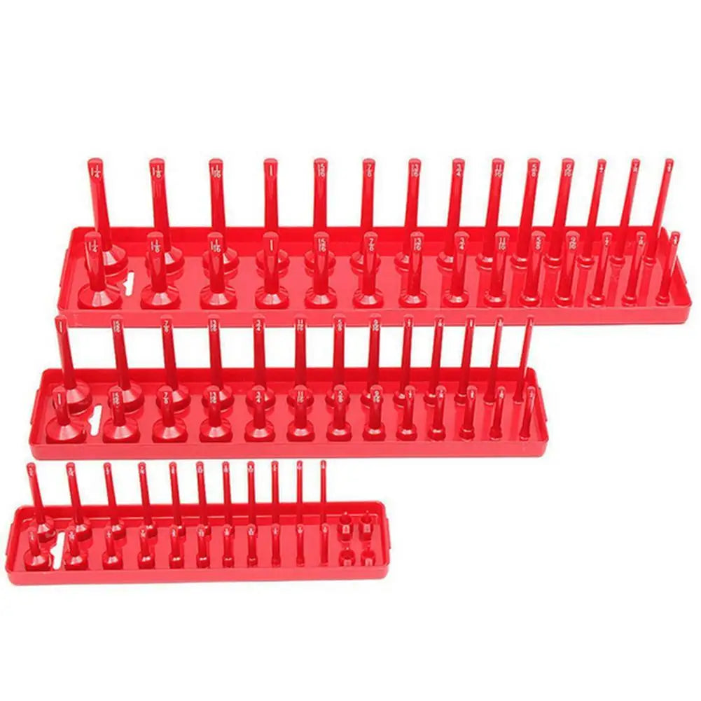 3 Pcs/1/4'' 3/8'' 1/2'' Socket Organizer Sleeve Holder Garage Storage Tool Metric SAE Plastic Home Tool Rack Tray Organizer