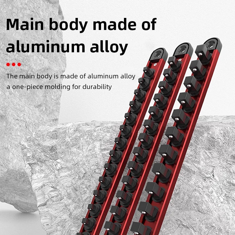 Magnetic Aluminum Socket Organizer Rail 1/4, 3/8 and 1/2