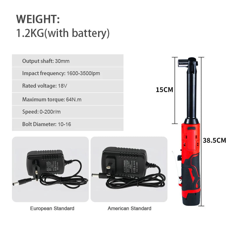 90° Right Angle Electric Ratchet Wrench | 15cm Compact Rechargeable Power Truss Wrench for Tight Space Automotive & DIY Repair