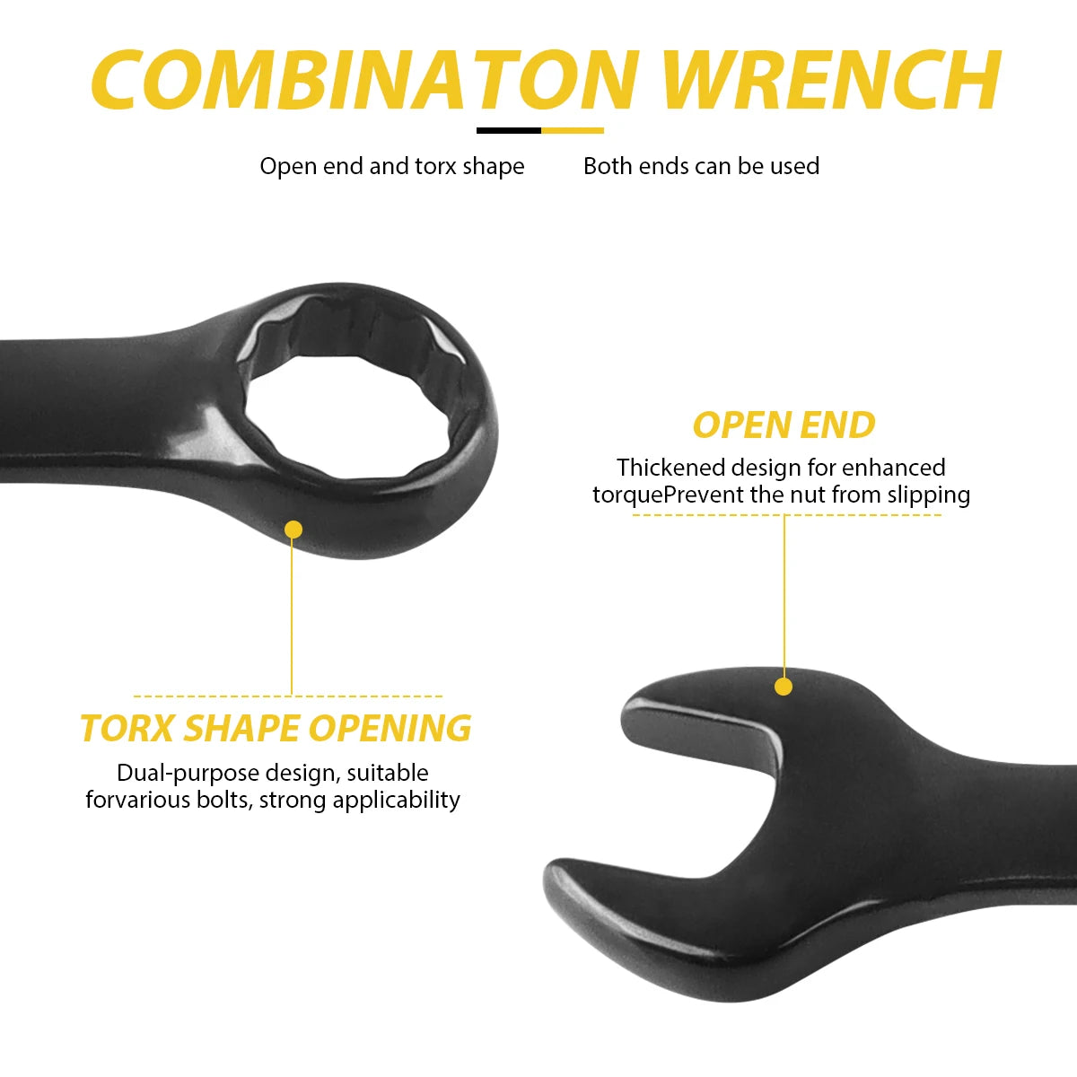 Combination Wrench Set CR-V Steel Open & Box End Spanner Tool Kit – 6–16 Piece Options w/ Pouch